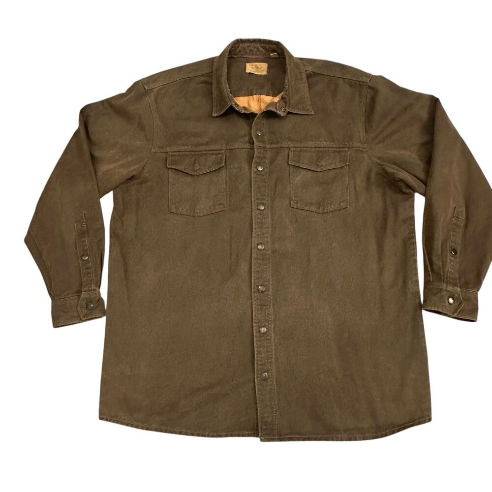Red Head Ranch WillowBrook Sueded Cotton Blend Snap Shirt Men’s 2XLT Brown Farm